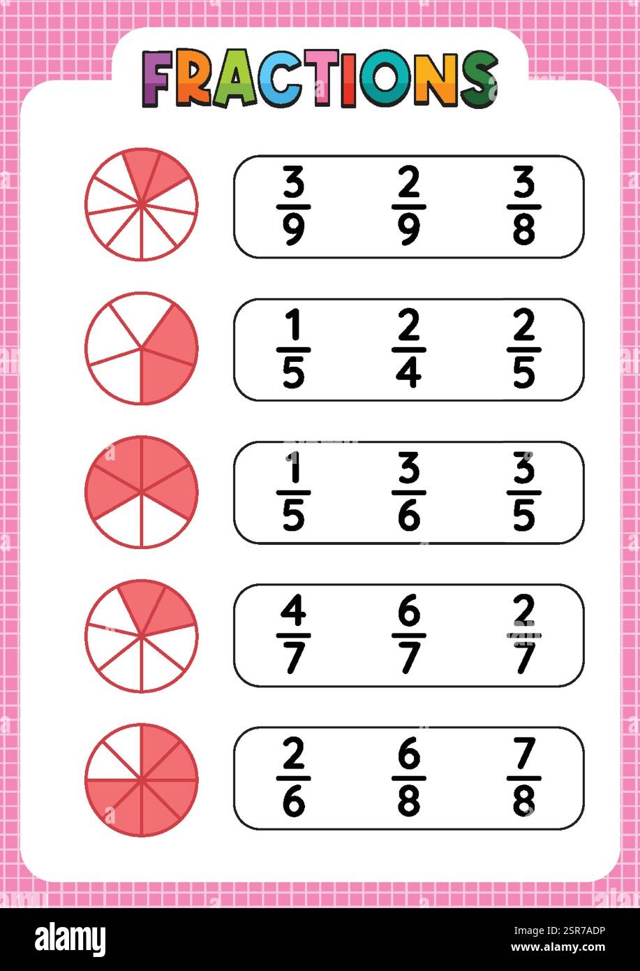 2 Pie Chart All Fractions Printable