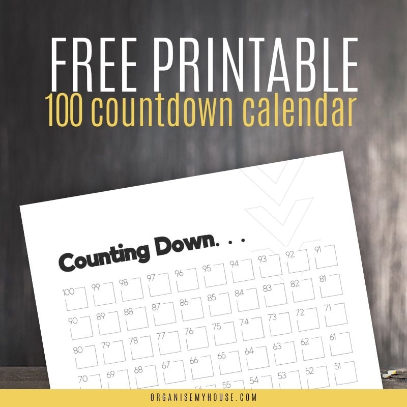 Free 100 To 1 Countdown Calendar Printable A4 And Letter Free 100 To 1 Countdown Calendar Printable A4 And Letter