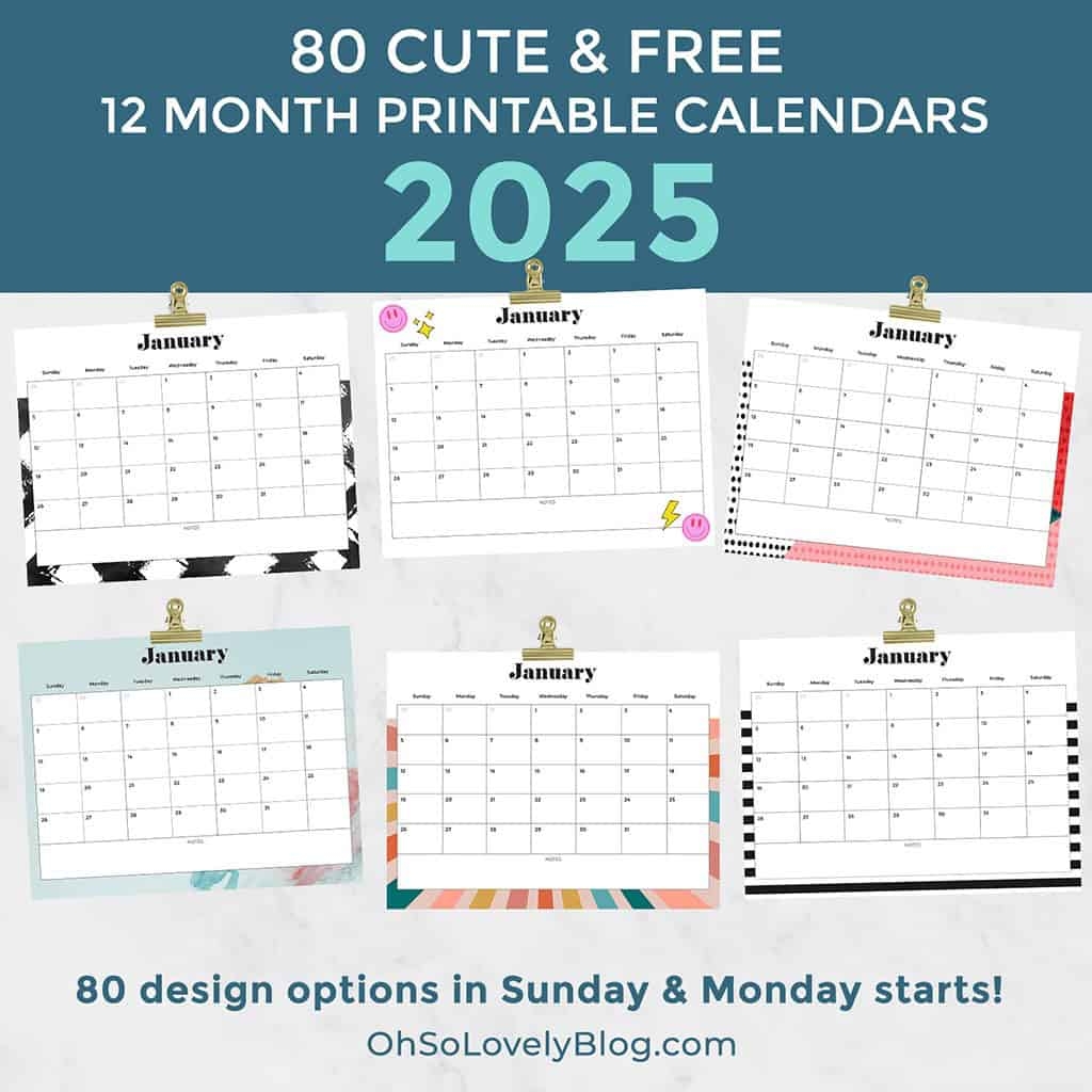 Free 12 Month Printable Calendar