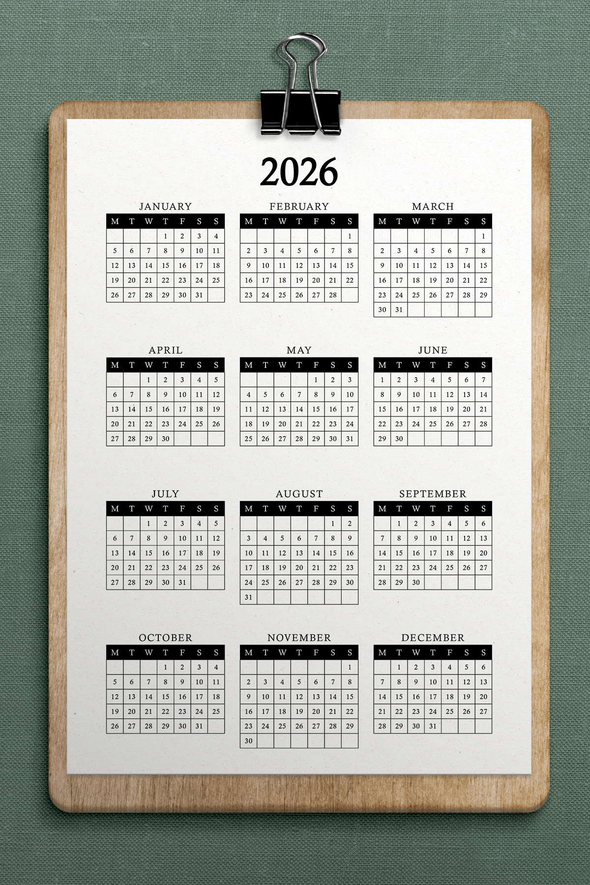 Free 2026 2025 Year At A Glance Calendar Printable Templates