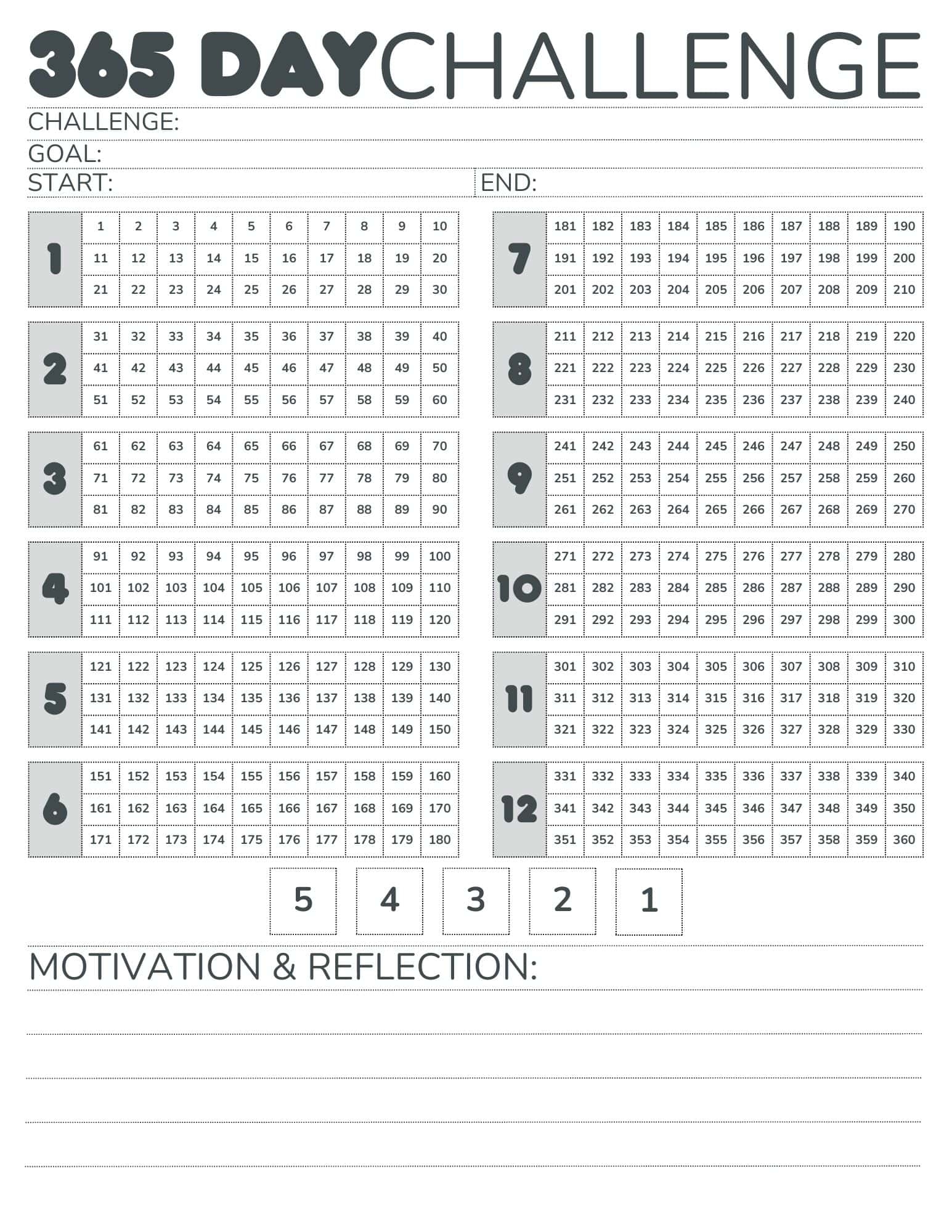 Free 365 Day Challenge Calendar For Resolutions Free 365 Day Challenge Calendar For Resolutions