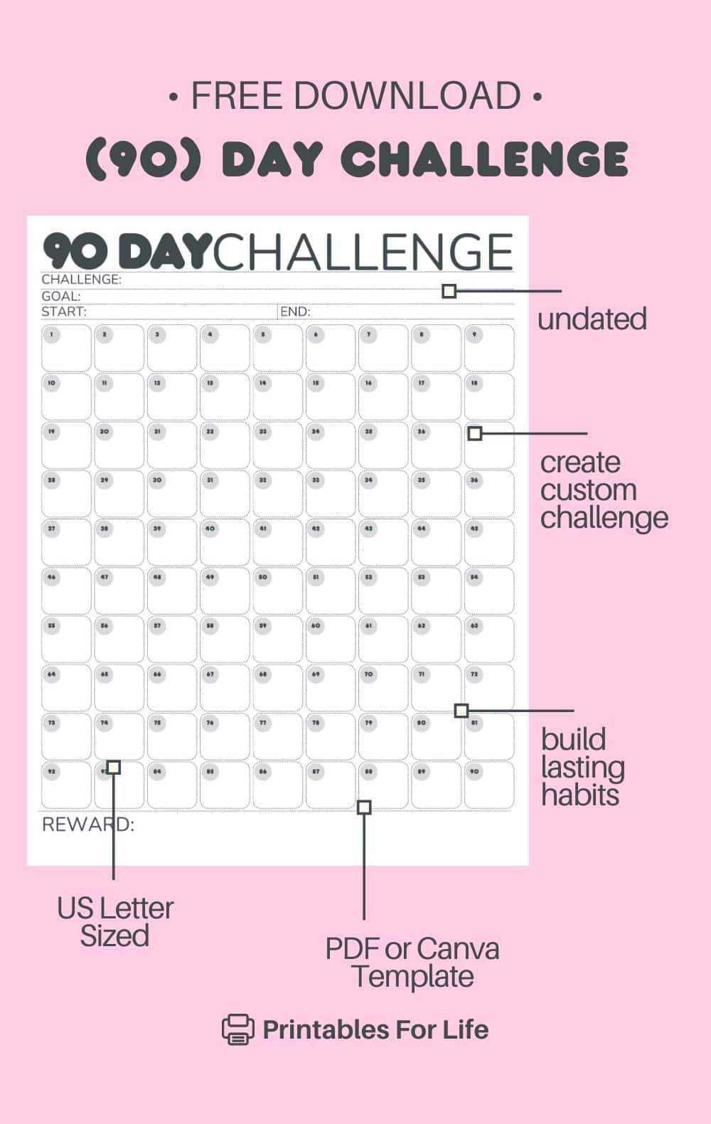 Free 90 Day Challenge Calendar Free 90 Day Challenge Calendar