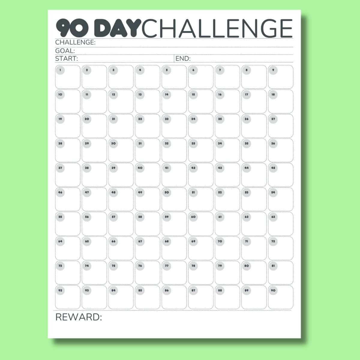 Free 90 Day Challenge Calendar Free 90 Day Challenge Calendar
