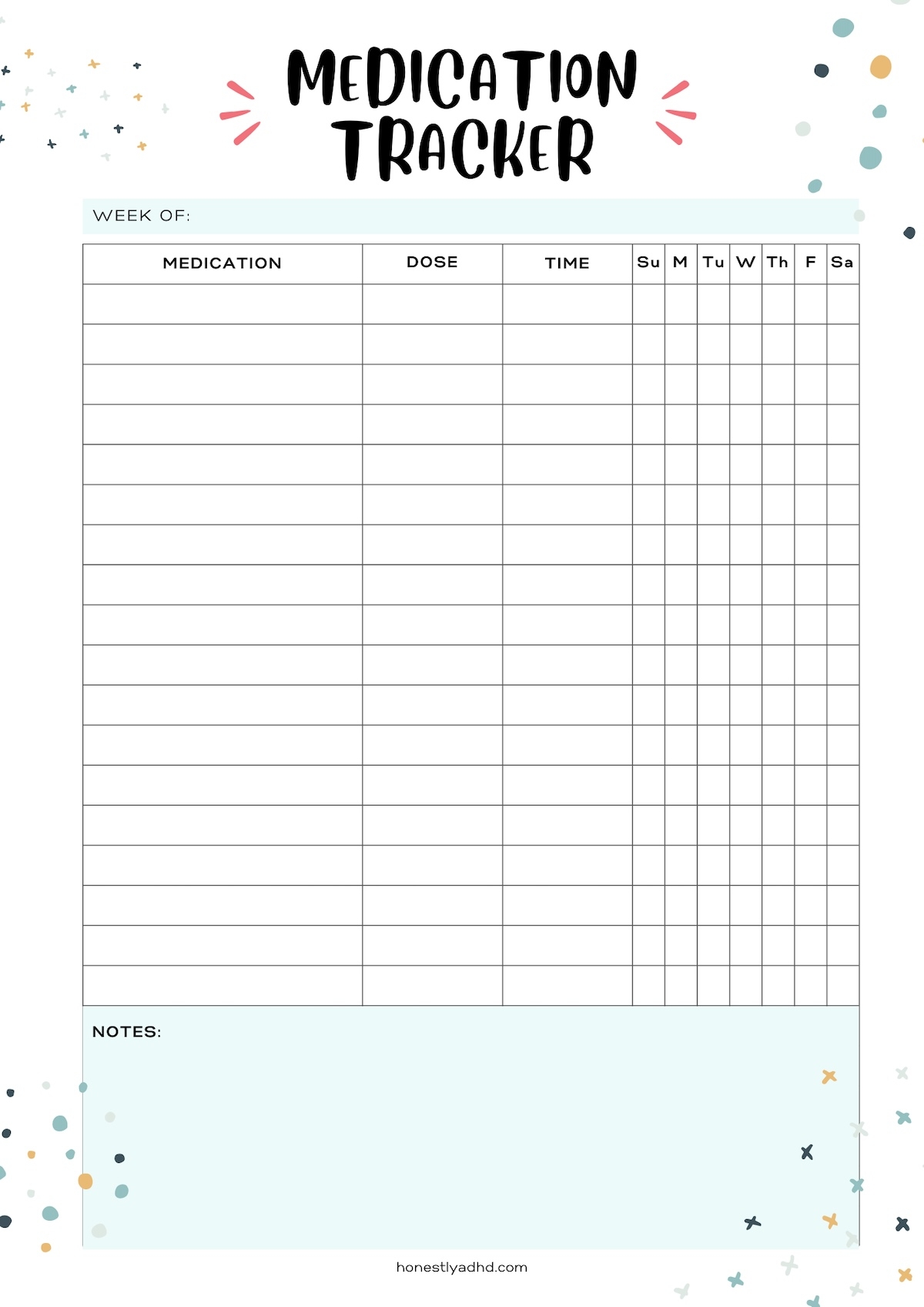 Free ADHD Medication Tracker Log Symptoms And Meds Honestly ADHD