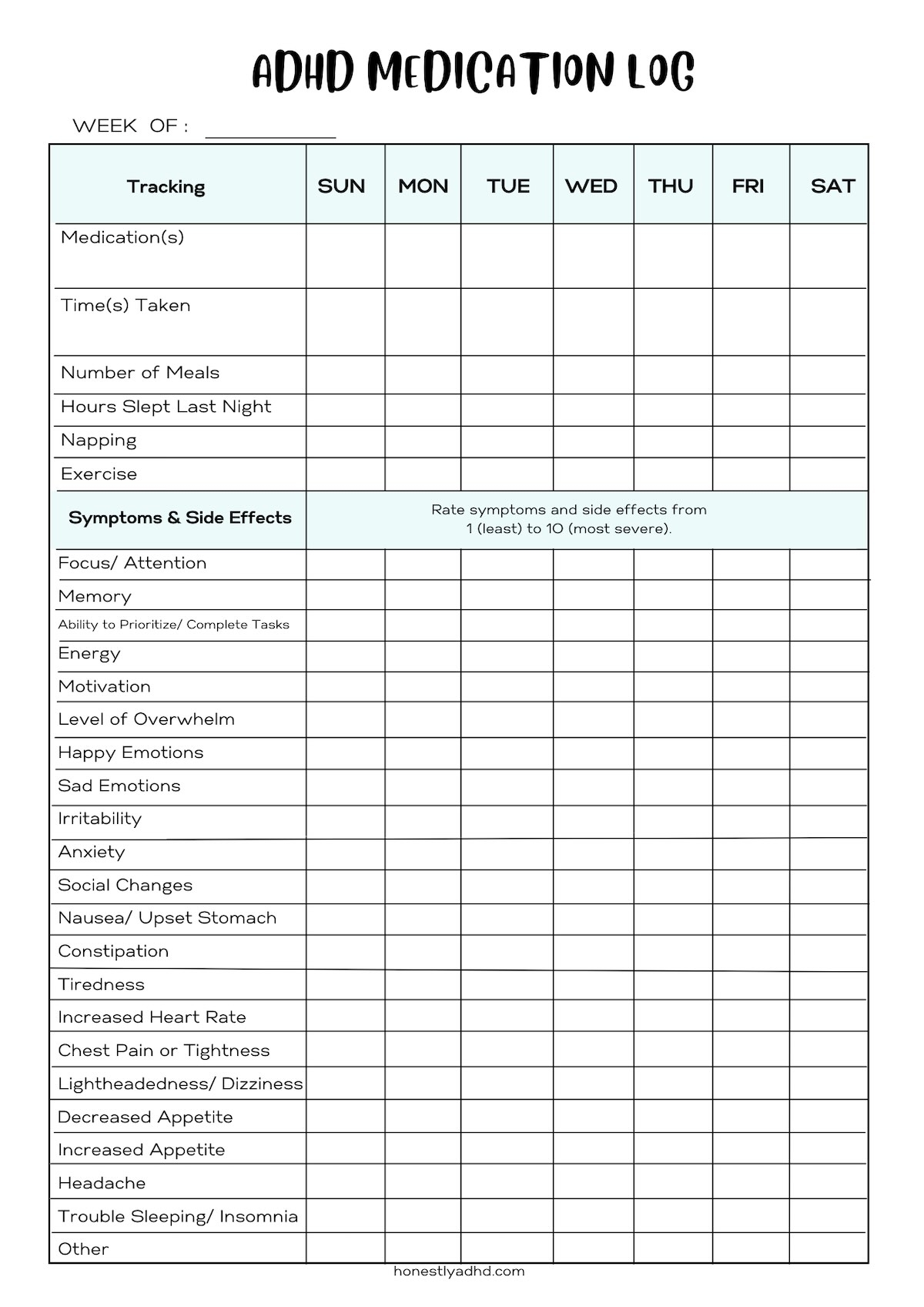 Free ADHD Medication Tracker Log Symptoms And Meds Honestly ADHD