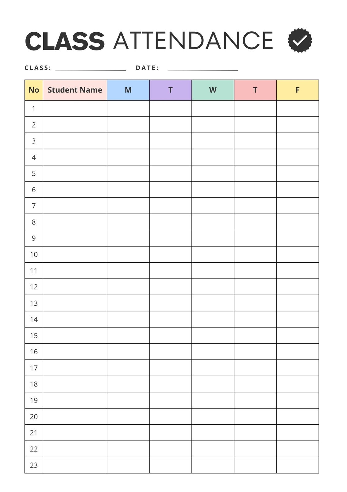 Free Printable Teacher Attendance Sheets