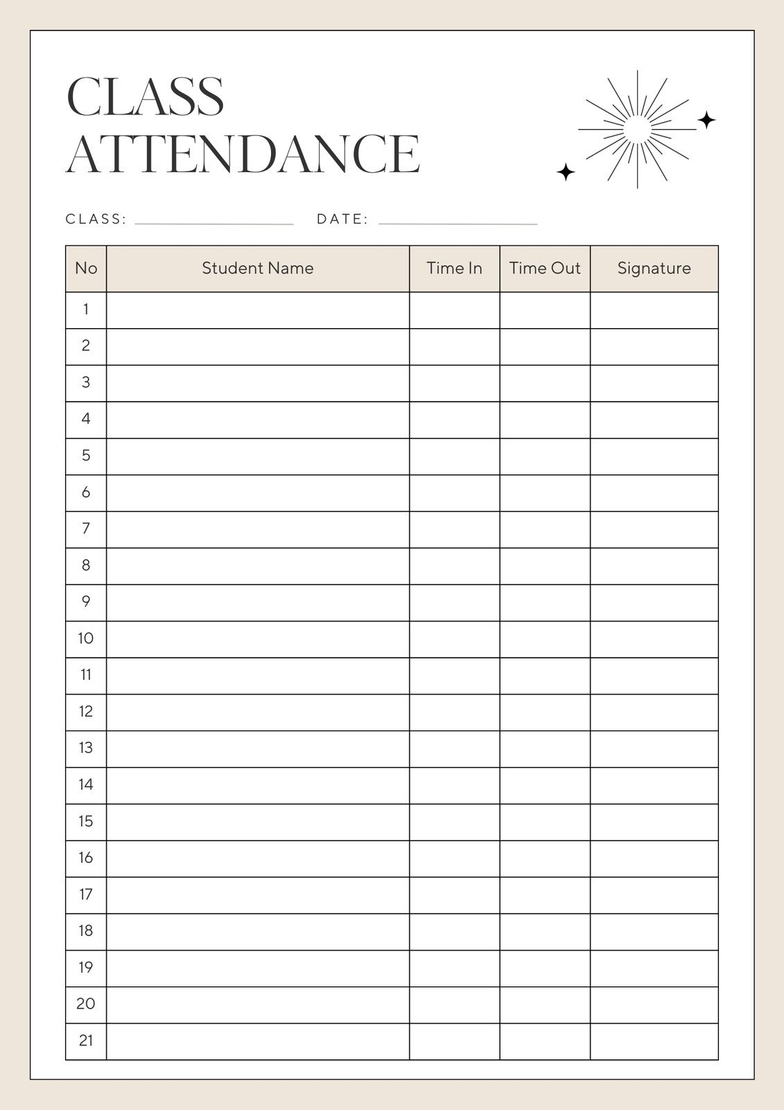 Free And Customizable Attendance Templates