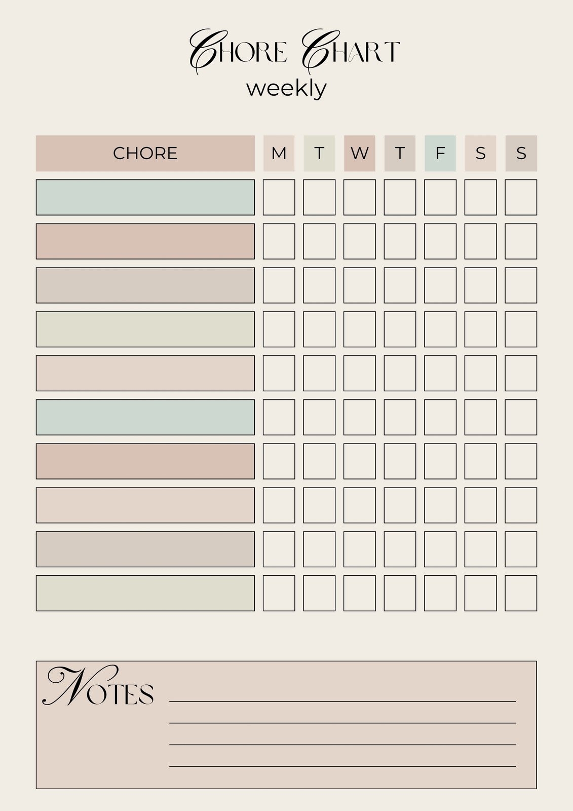 Free And Customizable Chore Templates