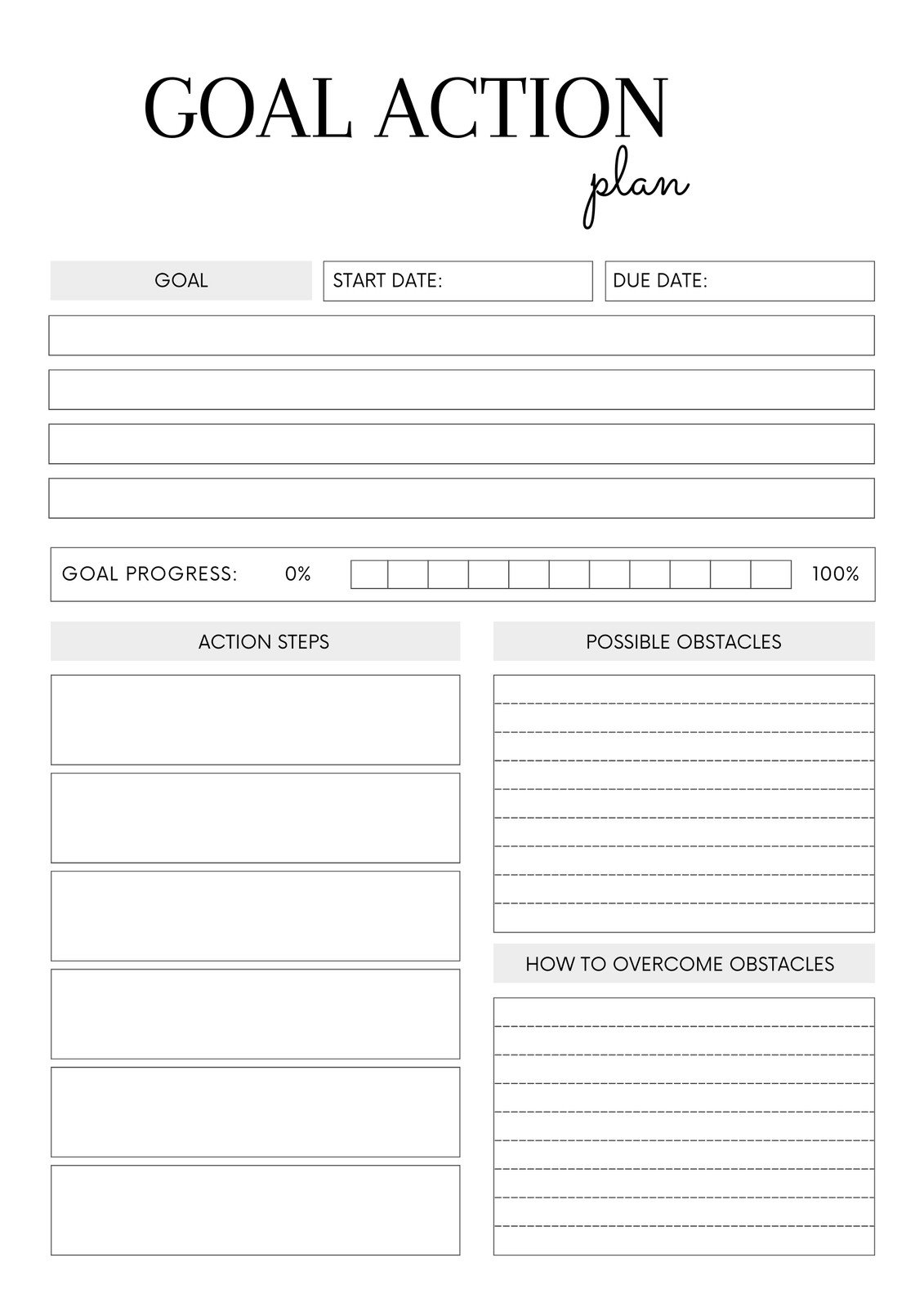 Printable Goal Sheet