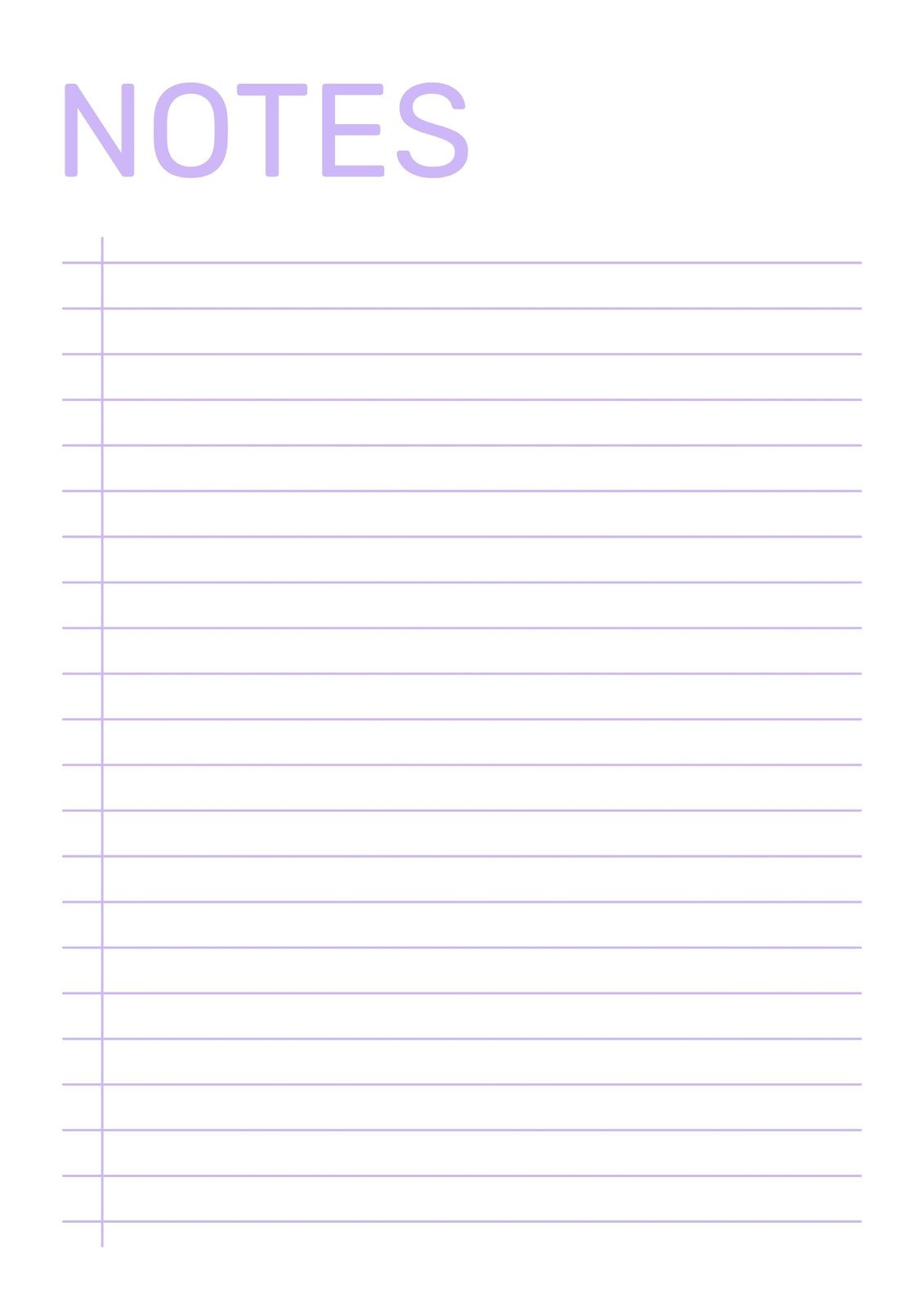 Printable Notes Sheet