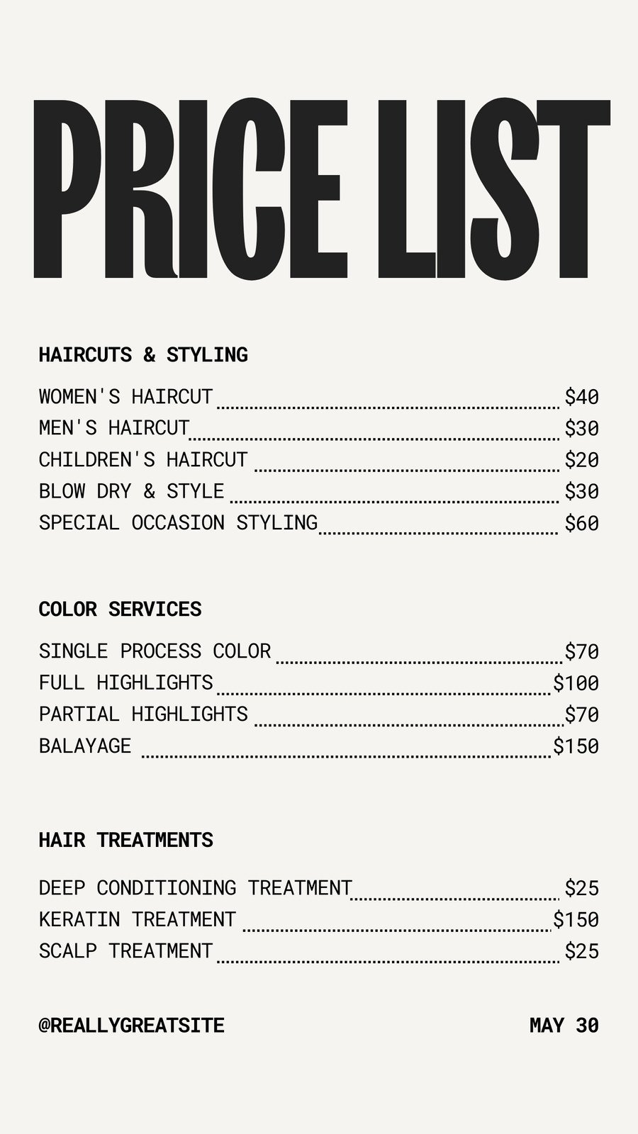 Free And Customizable Price List Templates