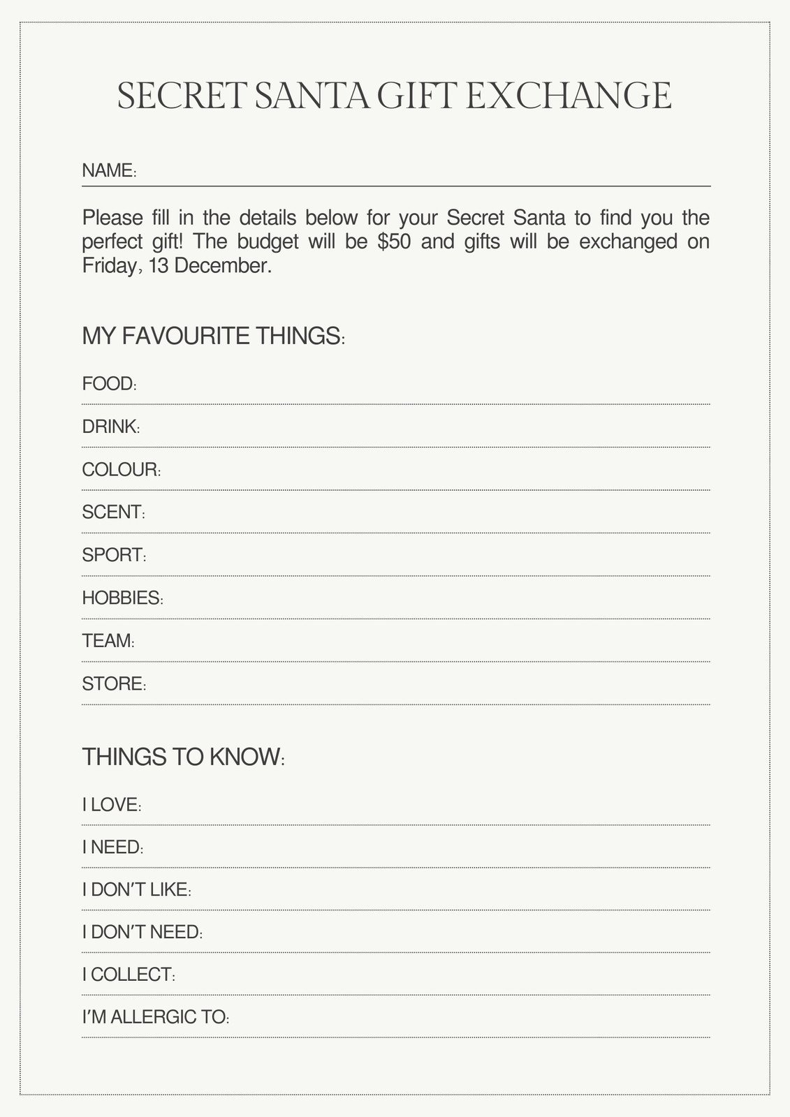 Free And Customizable Secret Santa Templates