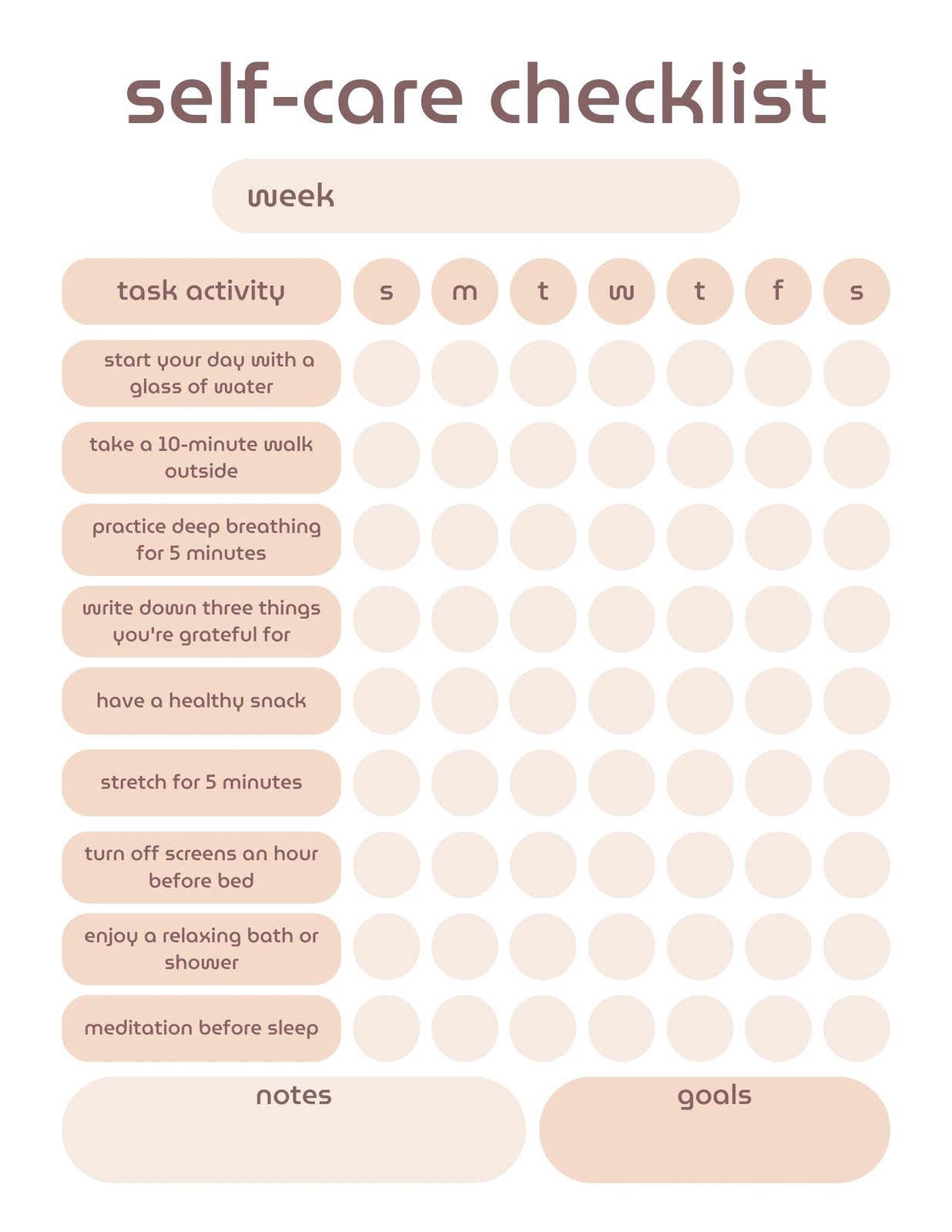 Free Printable Self Care Worksheets