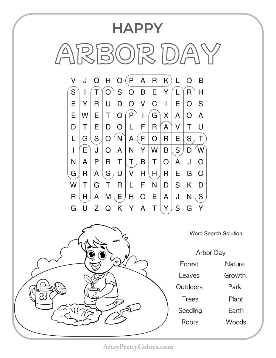 Free Arbor Day Word Search Printables Celebrate Nature Artsy Pretty Colors