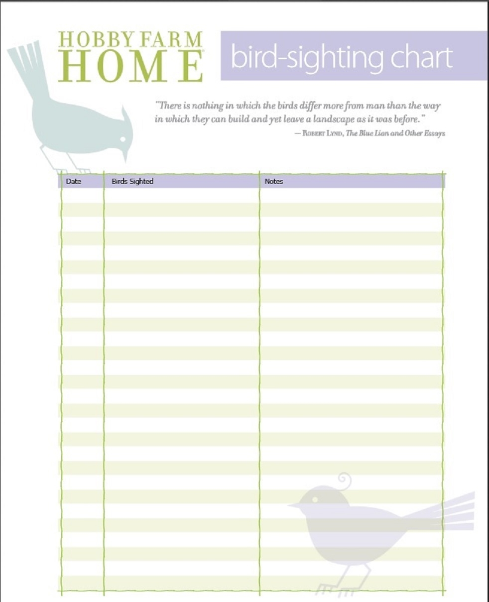 Free Bird Sighting Log Sheets A Magical Homeschool