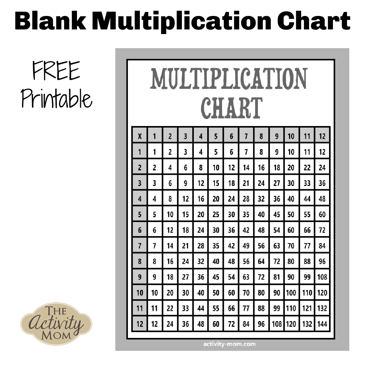 Multiplication Chart Free Printable 3rd Grade