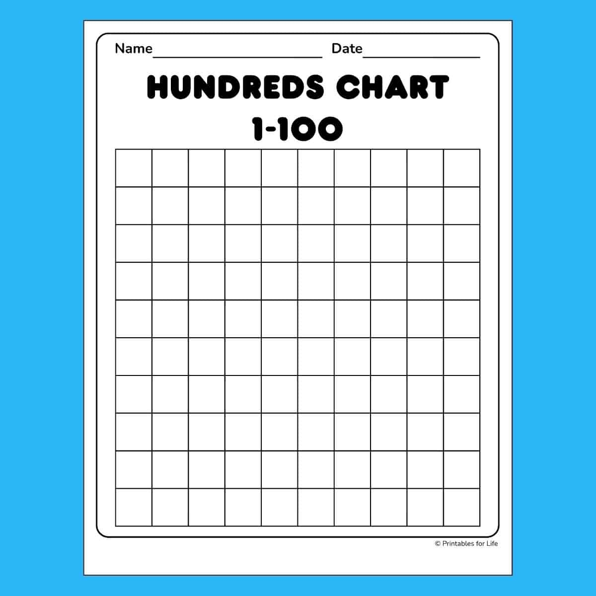 Free Printable Fill In 100 Chart