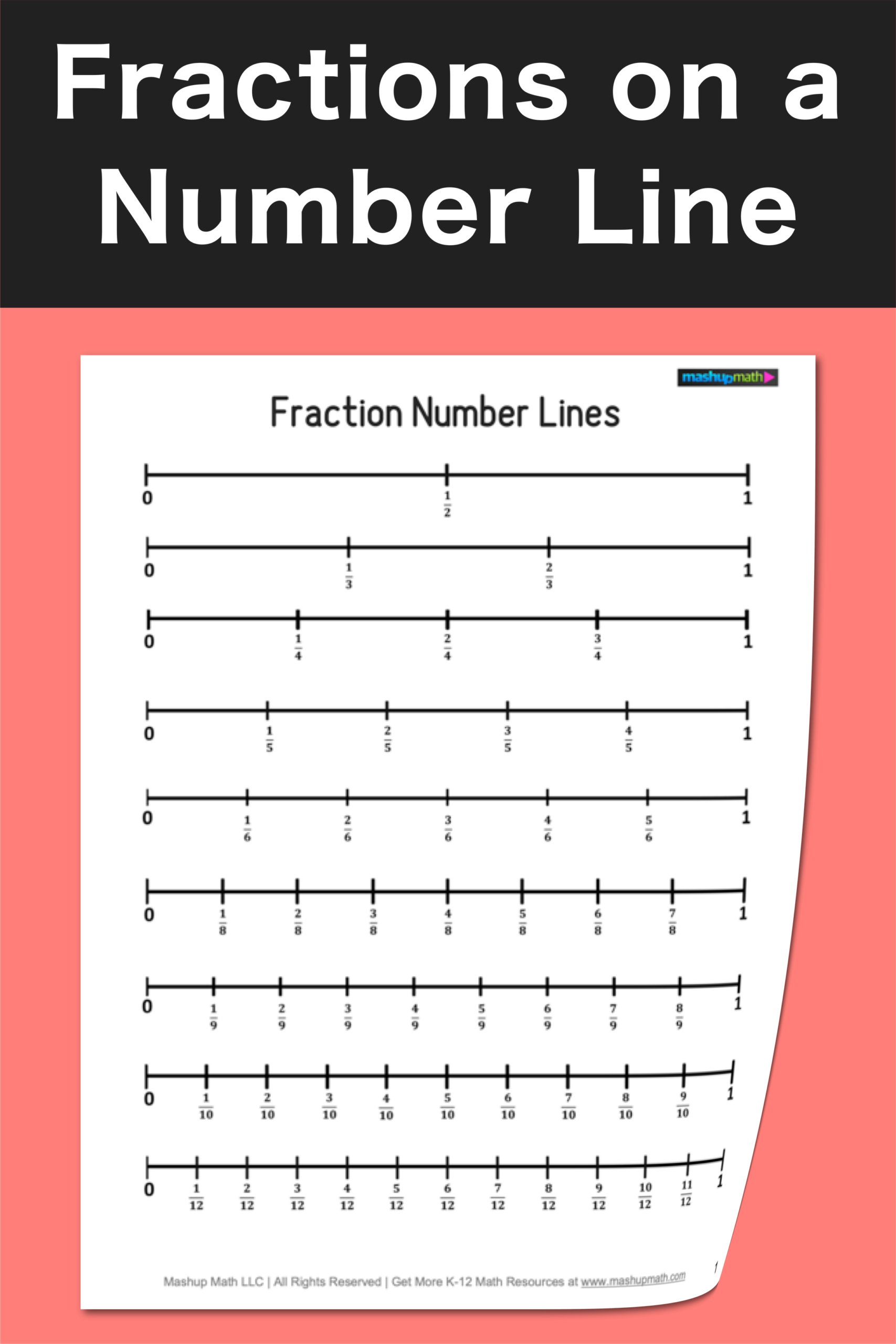 Fraction Number Line Chart Printable