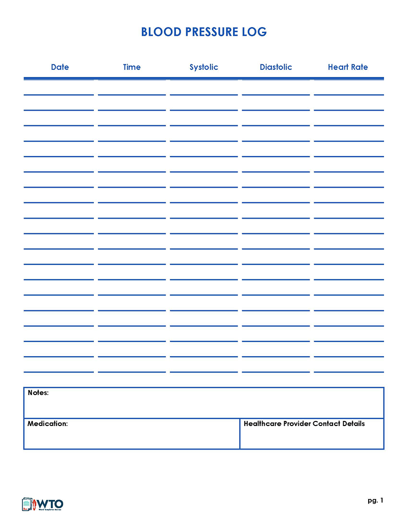 Free Blood Pressure Log Sheet Printable