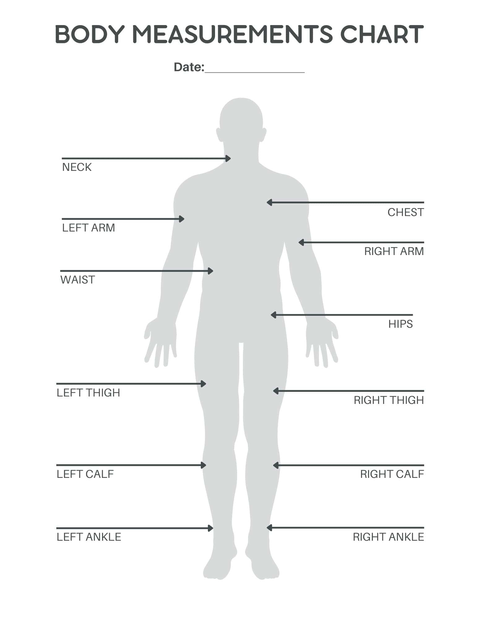 Printable Body Measurement Chart Simple