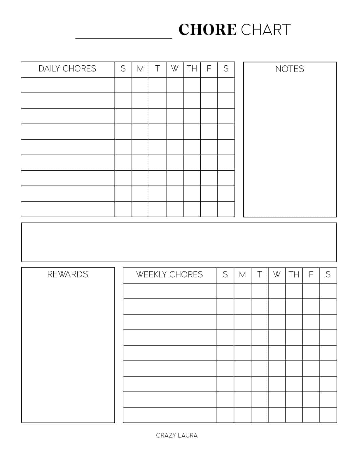 Blank Chore Chart Printable Free