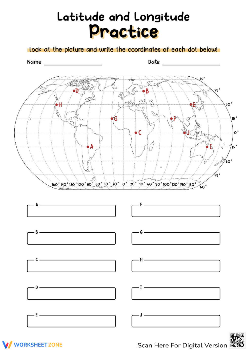 Free Collection Of Latitude And Longitude Worksheets Worksheets Library