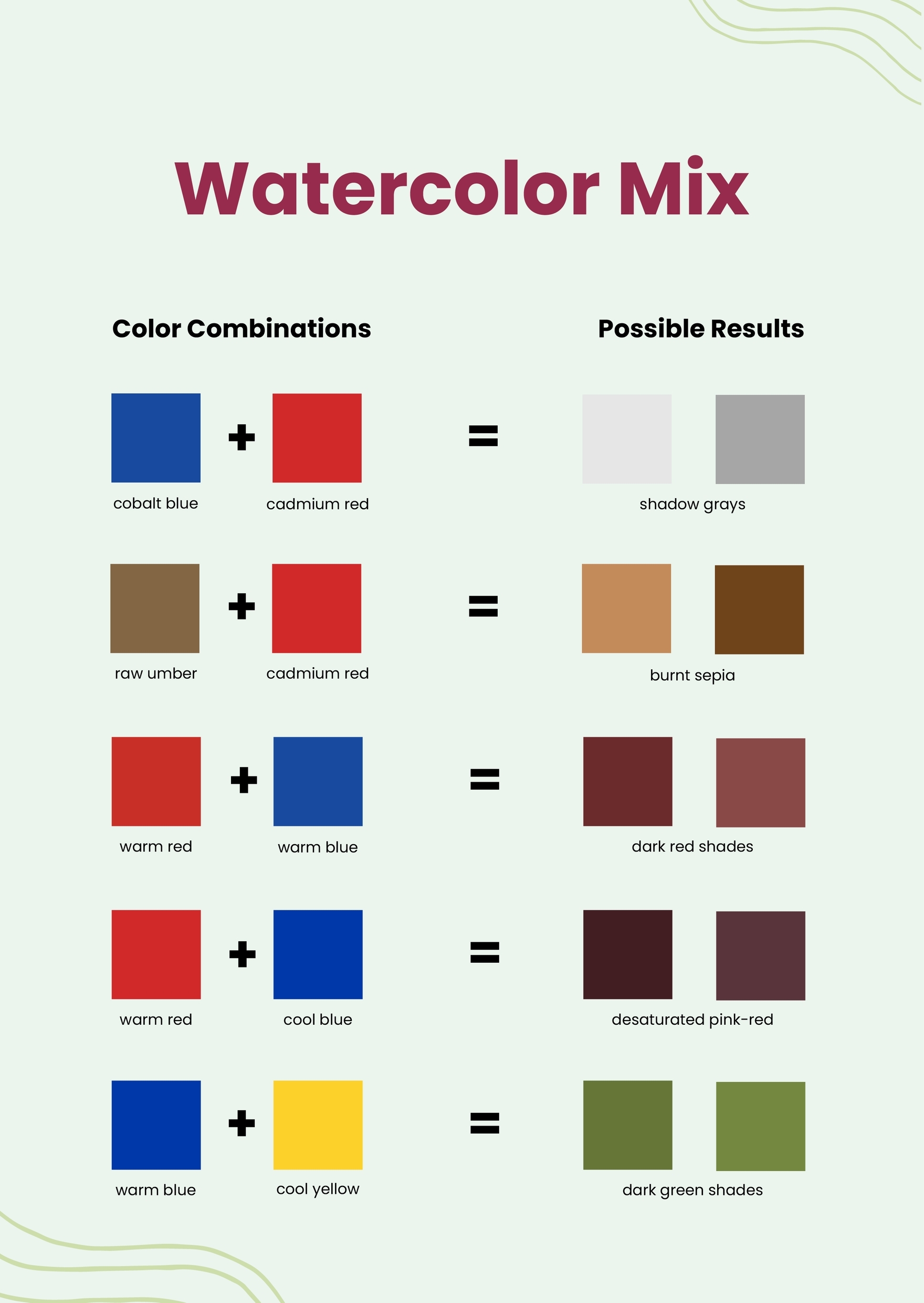 Free Color Mix Chart Templates Editable And Printable