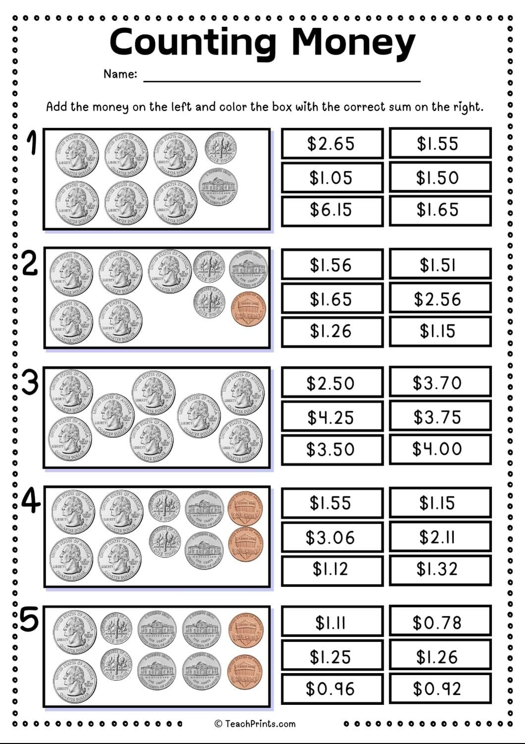 Free Counting Money And Coins Worksheets Teach Prints Free Counting Money And Coins Worksheets Teach Prints
