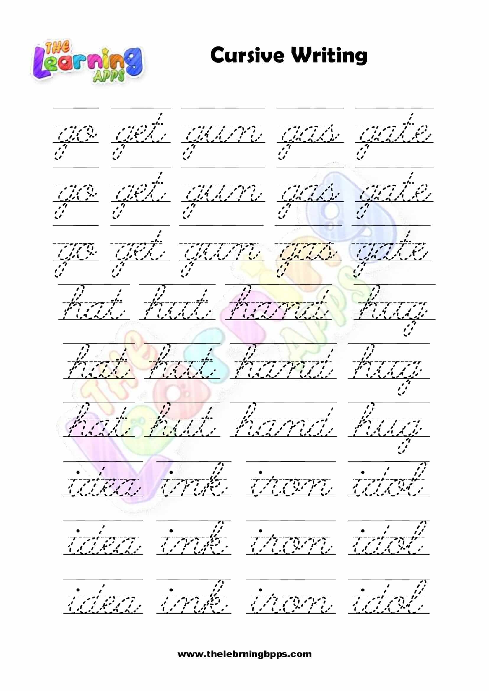 Cursive Writing Printable Worksheets