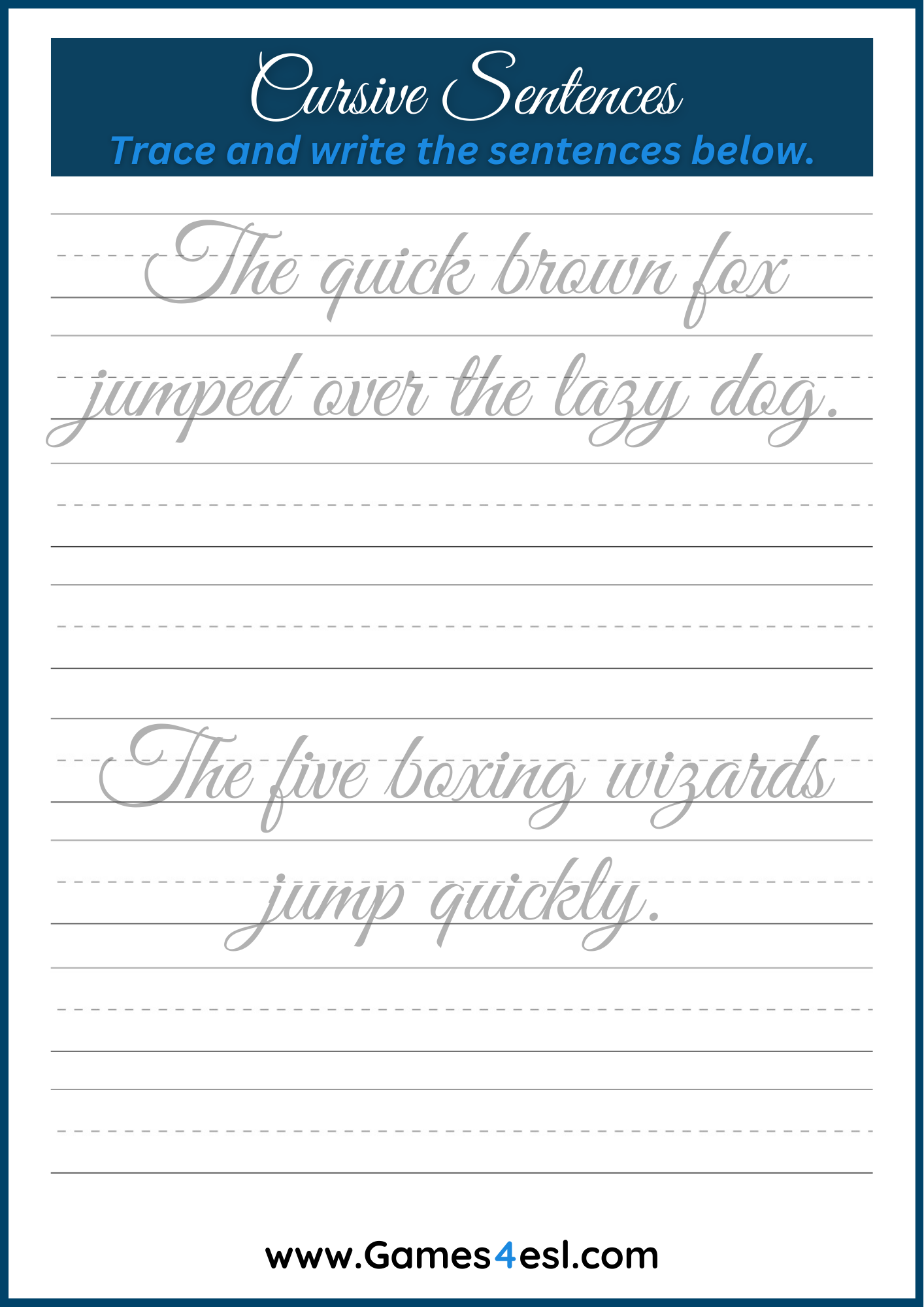 Free Cursive Writing Worksheets Printable