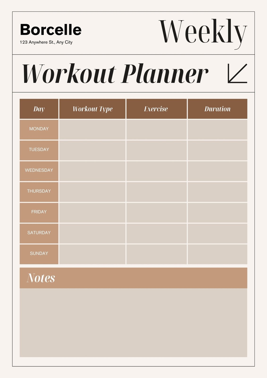 Weekly Exercise Charts Free Printable-Weight