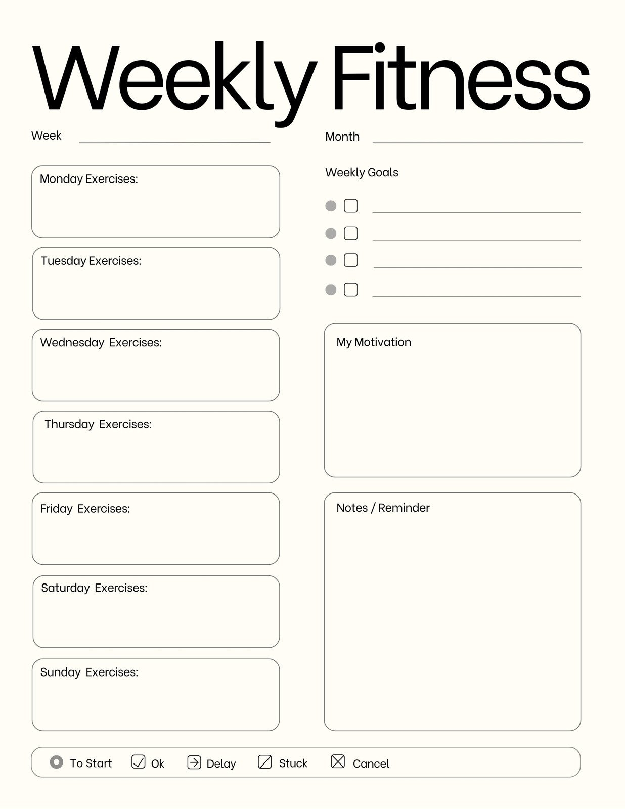 Free Printable Fitness Calendar