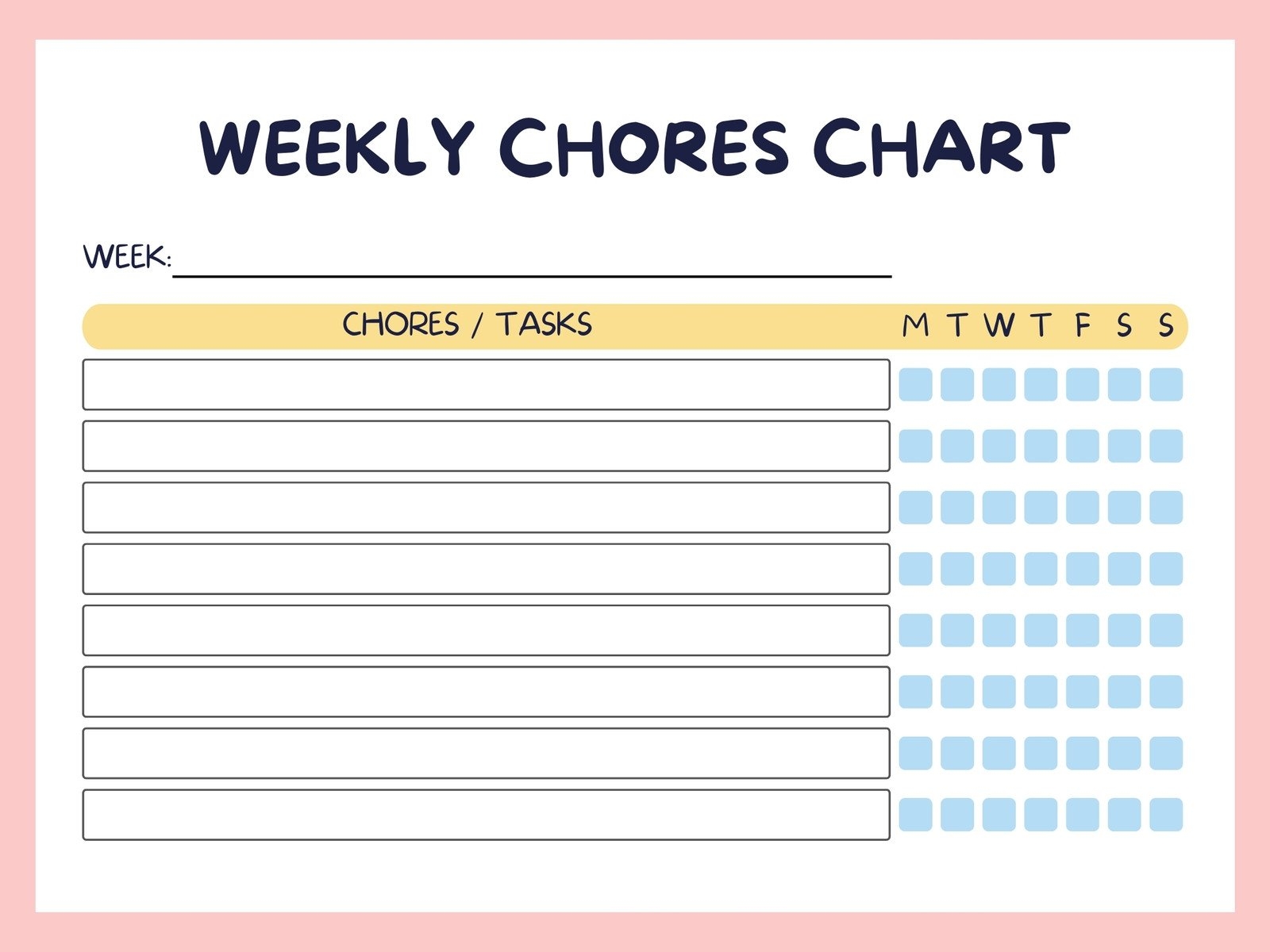 Printable Allowance Chore Chart