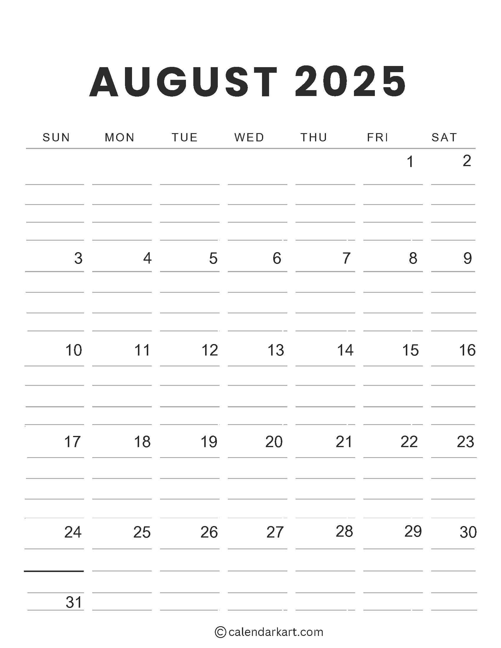 Free Cute Printable August 2025 Calendars CalendarKart Free Cute Printable August 2025 Calendars CalendarKart