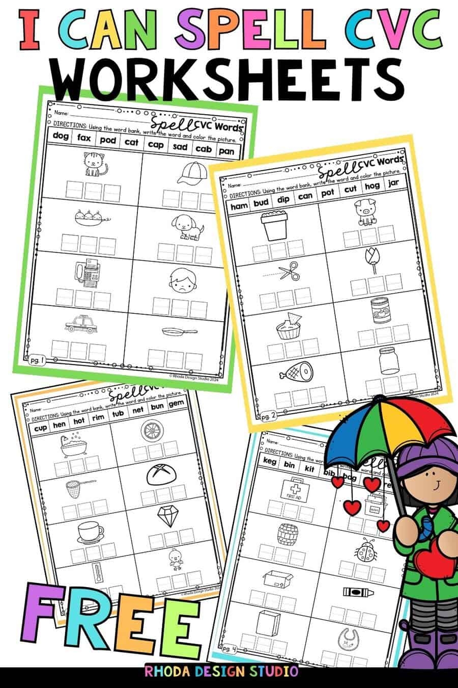 Free CVC Spelling Worksheets Word Work Practice