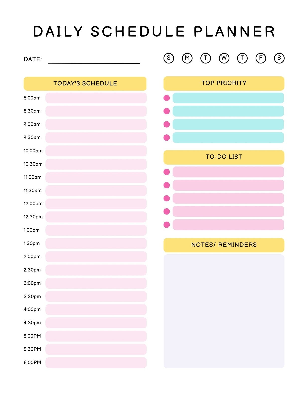 Daily Time Management Chart Printable