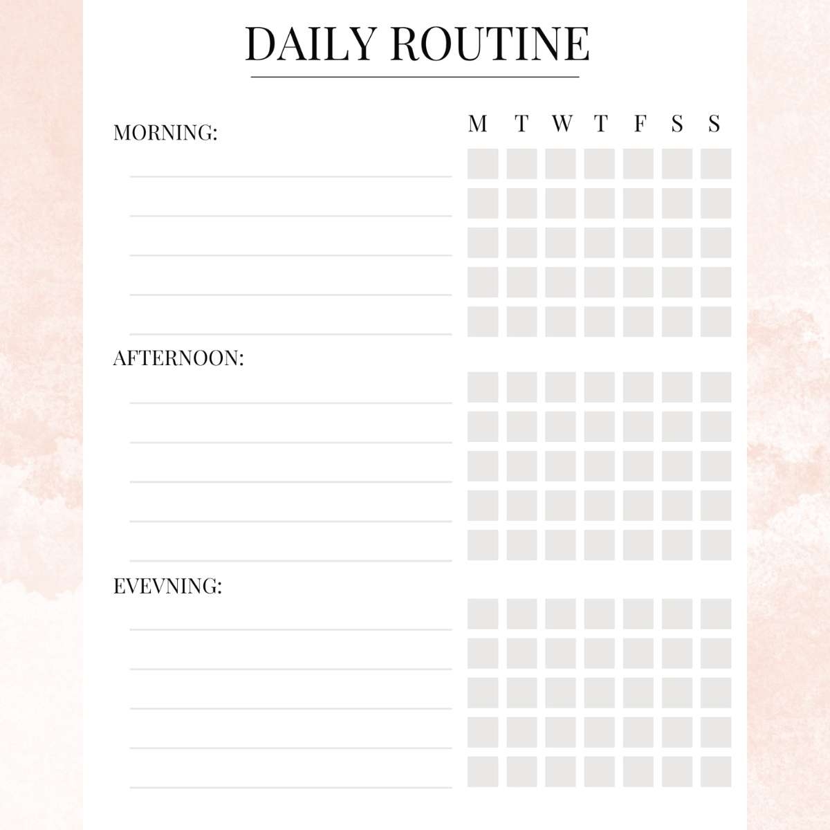 Printable Weekly Routine Chart