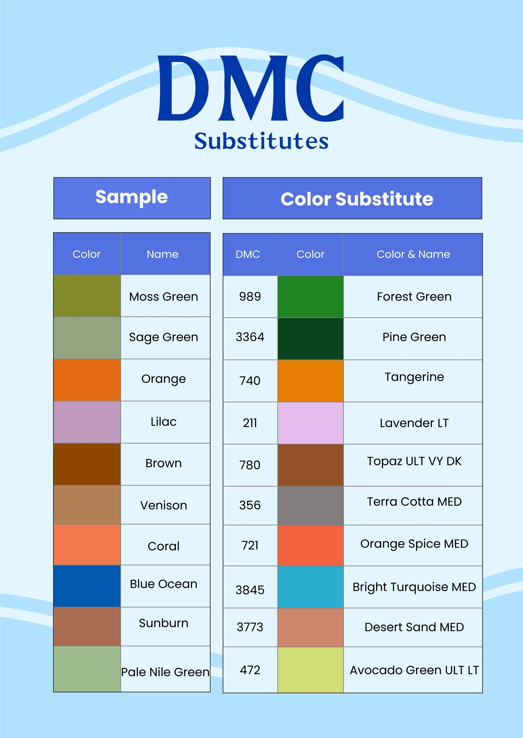 Printable Diamond Painting Color Chart