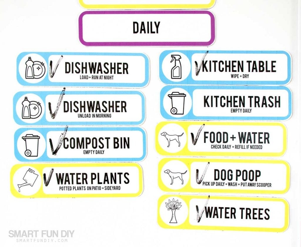 Chore Chart Printable Labels