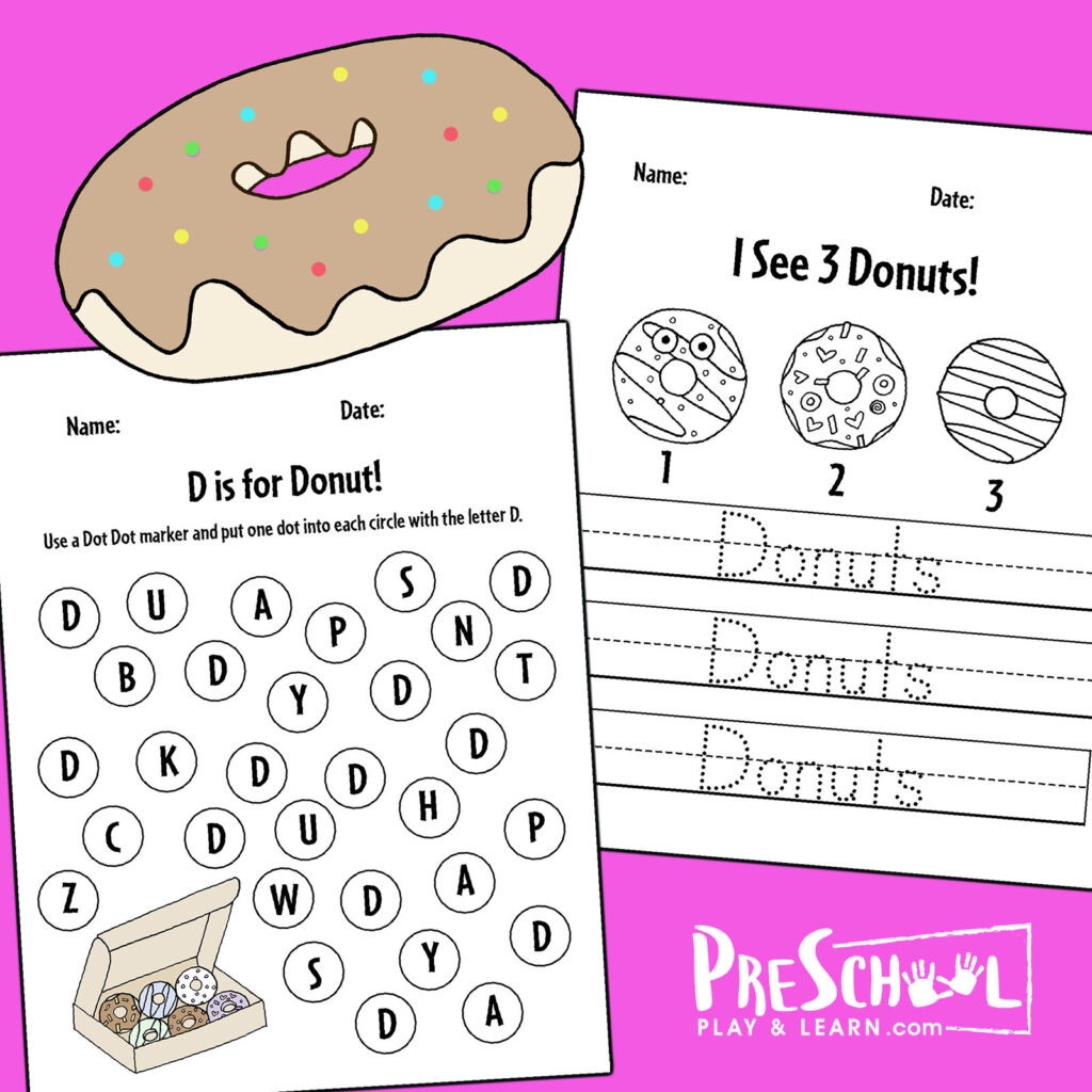  FREE Donut Printables Coloring Pages Worksheets For Preschool
