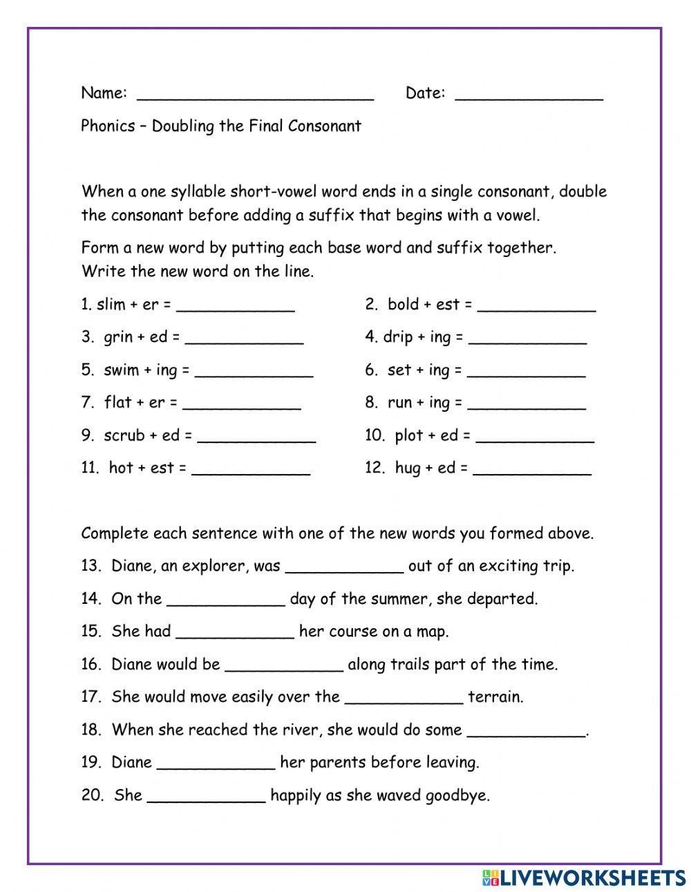 Free Printable Doubling Rule Worksheets