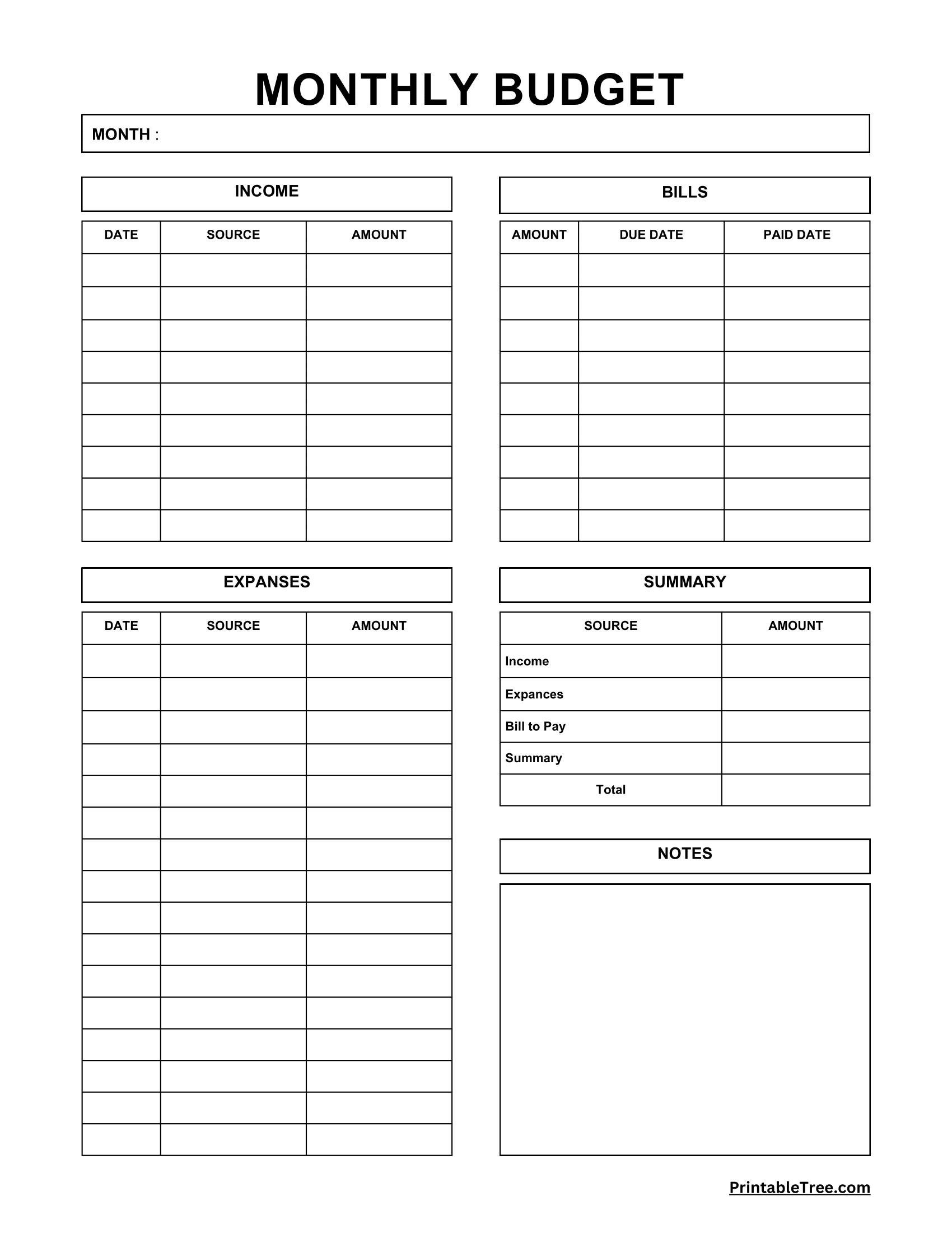 Free Printable Budget Sheets Pdf