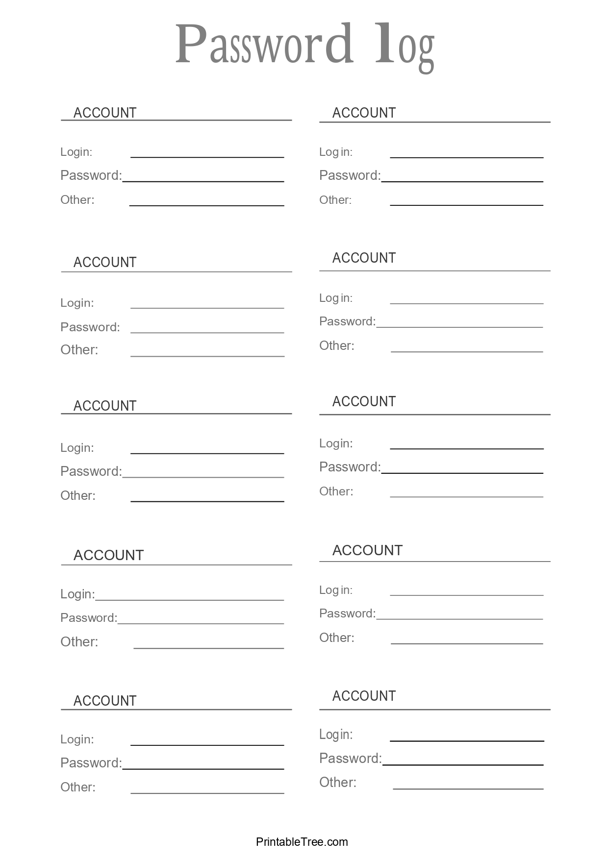 Password Keeper Printable Sheet Free