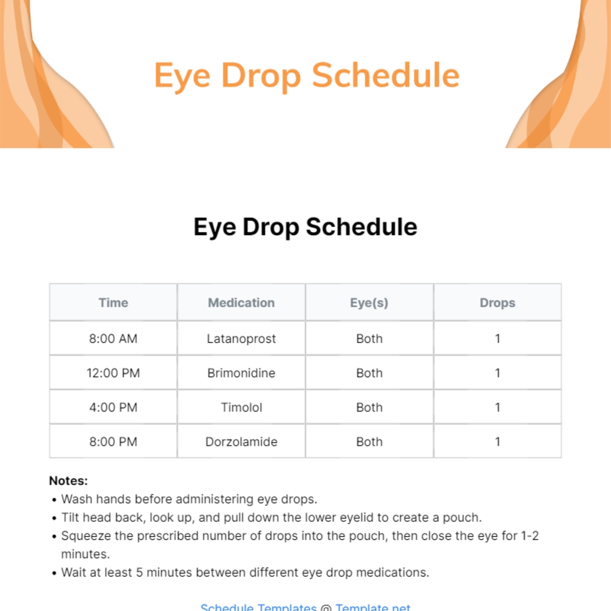 Free Eye Drop Schedule Template To Edit Online