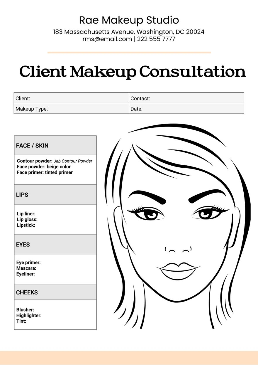 Free Face Chart Templates Editable And Printable