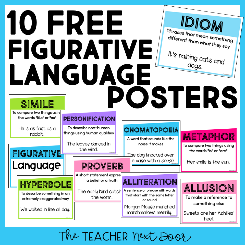 FREE Figurative Language Posters The Teacher Next Door