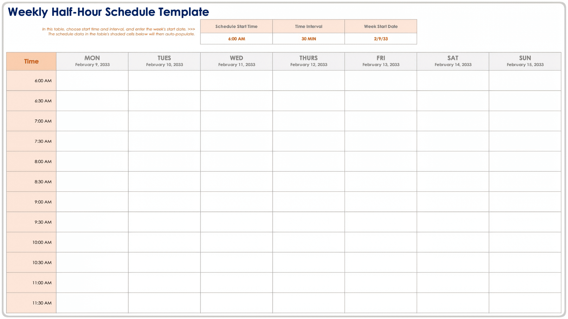 Printable Time Schedule Chart