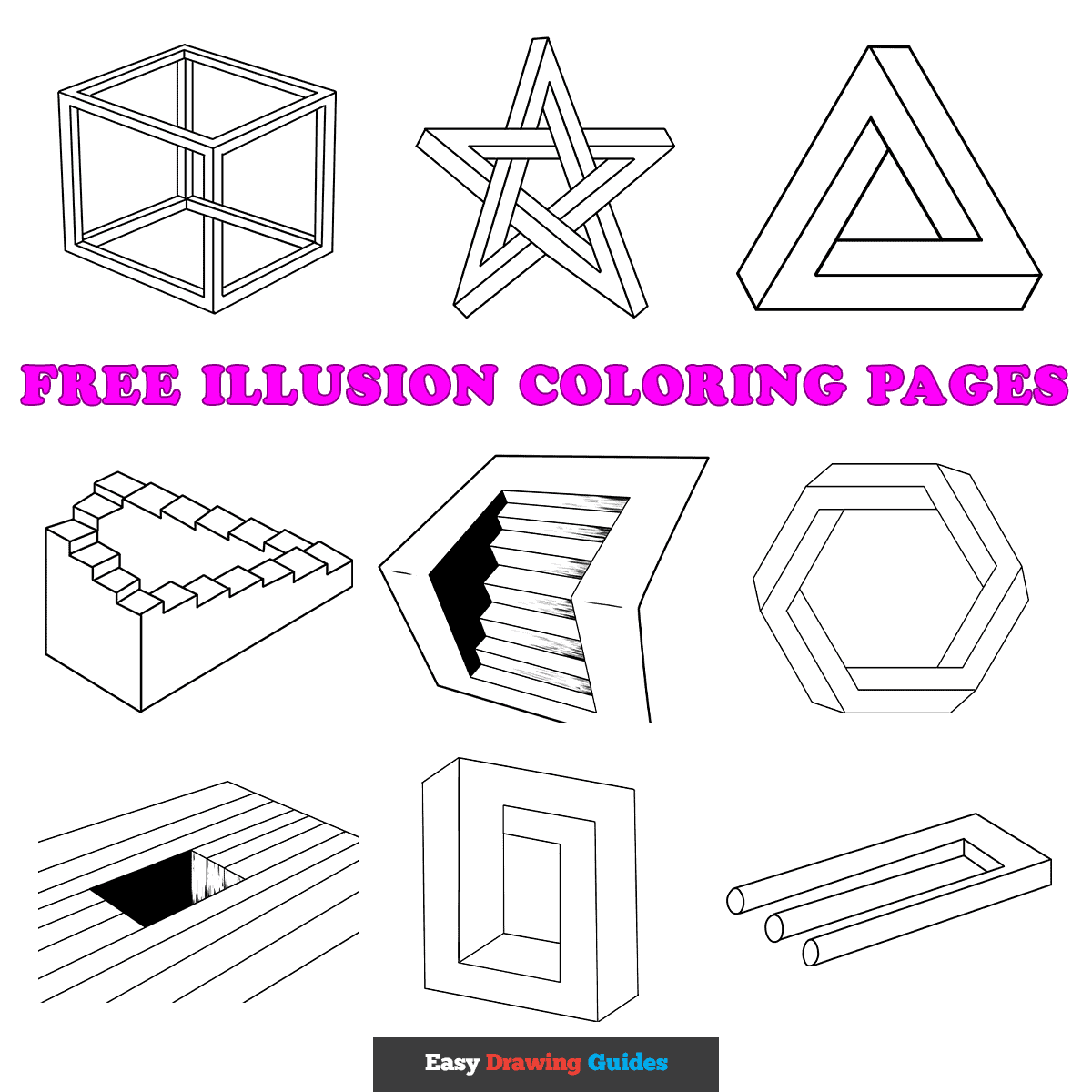 Free Illusion Coloring Pages For Kids 10 Printable Sheets