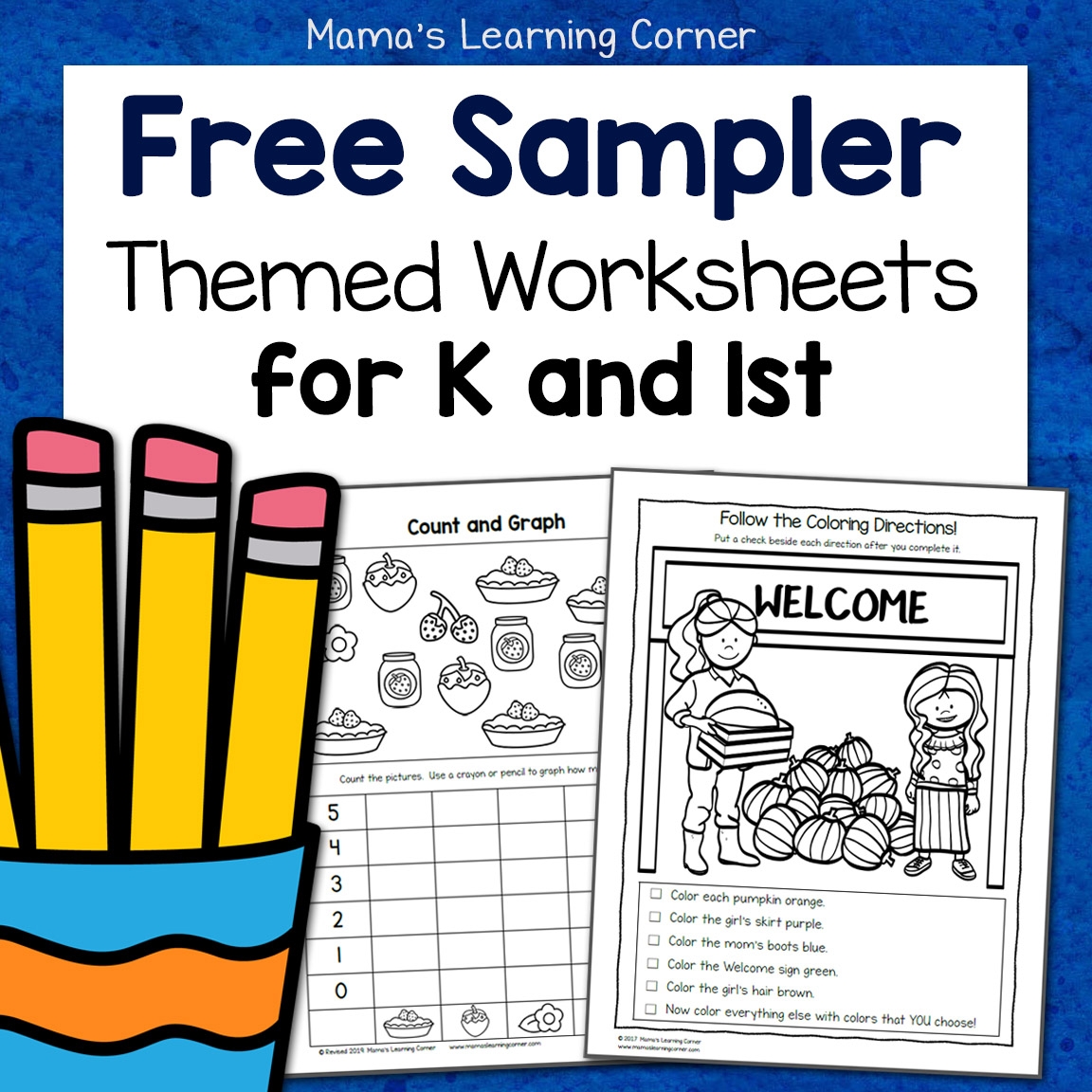 Free Kindergarten And First Grade Worksheet Sampler Packet Mamas Learning Corner