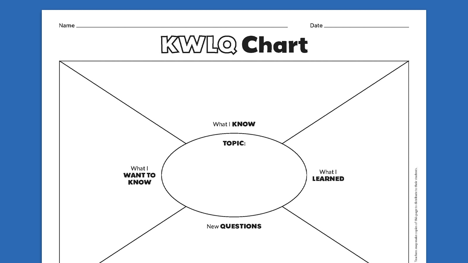 Free KWL Chart Printable Bundle Includes KWLQ And KWHLAQ 
